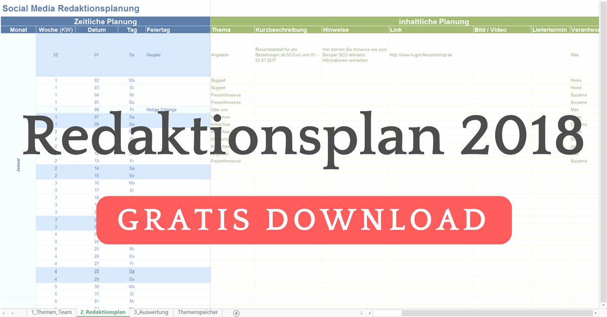  Social Media Redaktionsplan