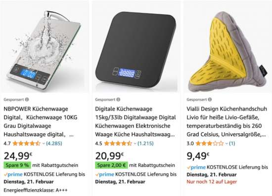 Sponsored-Product-Ads für den Suchbegriff “Küchenwaage”