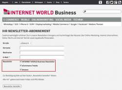 Co-Registrierungen für Newsletter bei Internet World Business