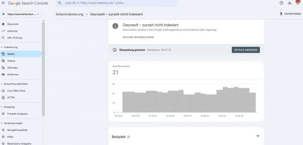Google Search Console - Seitenindexierung - Gecrawlt - zurzeit nicht indexiert
