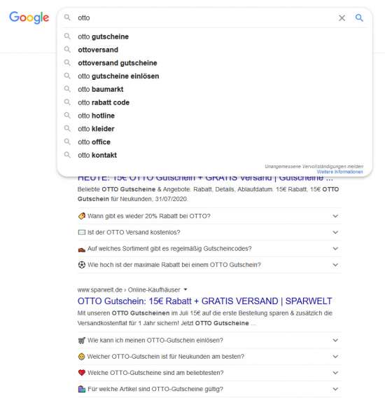 Google Suggest zu Otto