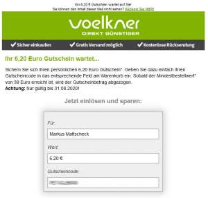 Gutscheine im Newsletter des Online-Shops voelkner.de