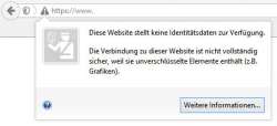Warnmeldung für nicht gesicherte Inhalte