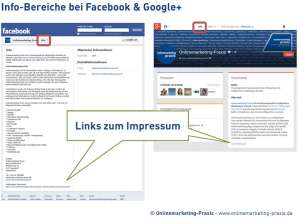 Link zum Impressum bei Facebook und Google+