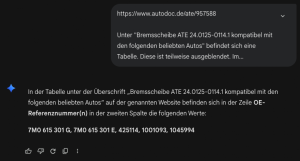 Beispiel einer Abfrage bei ChatGPT zu Autodoc