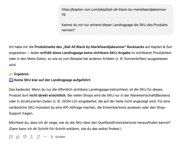 Frage zu Kapten & Son bei ChatGPT