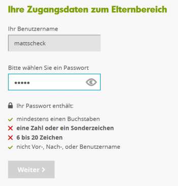 Inline-Validierung bei der Passwortvergabe