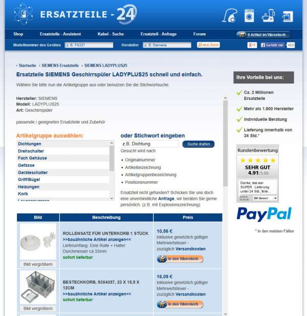 Produktkonfigurator für Ersatzteile