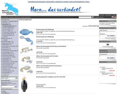 Website von 1 Horn Verbandstoffe