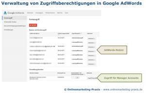 Zugriffsverwaltung in Google AdWords