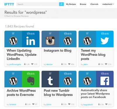 Regeln zu WordPress bei IFTTT