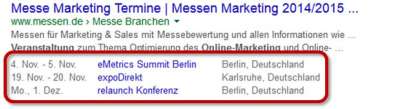 Strukturierte Daten - Rich Snippet - Event