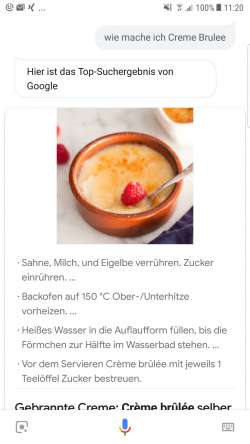 Screenshot Google Assistant Creme Brulee machen