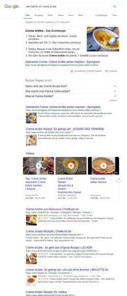 Screenshot Google Suche Creme Brulee machen